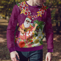 Hawaii Honu Mele Kalikimaka Ugly Christmas Sweater Santa Tropical Flower Aloha Summer Pink Version LT03 - Polynesian Pride