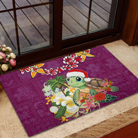 Hawaii Honu Mele Kalikimaka Rubber Doormat Santa Tropical Flower Aloha Summer Pink Version LT03 - Polynesian Pride