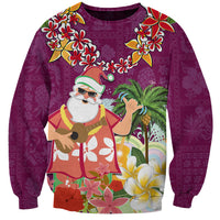Hawaii Honu Mele Kalikimaka Sweatshirt Santa Tropical Flower Aloha Summer Pink Version LT03 Unisex Pink - Polynesian Pride