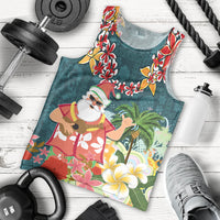 Hawaii Honu Mele Kalikimaka Men Tank Top Santa Tropical Flower Aloha Summer Turquoise Version LT03 - Polynesian Pride