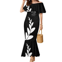 Personalised New Zealand Canoeing Special Jersey Family Matching Mermaid Dress and Hawaiian Shirt LT03 Mom's Dress Black - Polynesian Pride