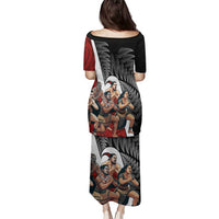 New Zealand Te Matatini Family Matching Puletasi and Hawaiian Shirt Kapa Haka and Silver Fern - Maori Art Pattern LT03 - Polynesian Pride