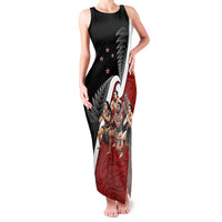 New Zealand Te Matatini Family Matching Tank Maxi Dress and Hawaiian Shirt Kapa Haka and Silver Fern - Maori Art Pattern LT03 Mom's Dress Black - Polynesian Pride
