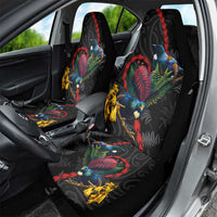 New Zealand Tui Birds Love Couple Car Seat Cover The Heart of Silver Fern Leaves and Maori Tattoo Pattern LT03 - Polynesian Pride