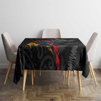 New Zealand Tui Birds Love Couple Tablecloth The Heart of Silver Fern Leaves and Maori Tattoo Pattern LT03 - Polynesian Pride