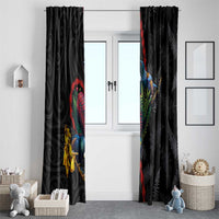 New Zealand Tui Birds Love Couple Window Curtain The Heart of Silver Fern Leaves and Maori Tattoo Pattern LT03 - Polynesian Pride