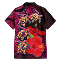 Pasifika Festival Family Matching Off Shoulder Maxi Dress and Hawaiian Shirt Plumeria Turtles with Hibiscus - Polynesian Art Tattoo Pink Color LT03 - Polynesian Pride