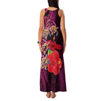 Pasifika Festival Family Matching Tank Maxi Dress and Hawaiian Shirt Plumeria Turtles with Hibiscus - Polynesian Art Tattoo Pink Color LT03 - Polynesian Pride