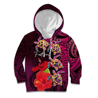 Pasifika Festival Kid Hoodie Plumeria Turtles with Hibiscus - Polynesian Art Tattoo Pink Color LT03 Hoodie Pink - Polynesian Pride