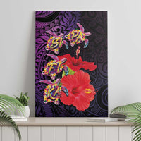 Pasifika Festival Canvas Wall Art Plumeria Turtles with Hibiscus - Polynesian Art Tattoo Purple Color LT03 - Polynesian Pride