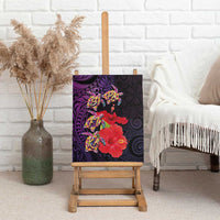 Pasifika Festival Canvas Wall Art Plumeria Turtles with Hibiscus - Polynesian Art Tattoo Purple Color LT03 - Polynesian Pride