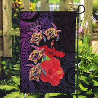 Pasifika Festival Garden Flag Plumeria Turtles with Hibiscus - Polynesian Art Tattoo Purple Color LT03 Garden Flag Purple - Polynesian Pride
