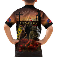 New Zealand and Australia ANZAC Day Kid Hawaiian Shirt Kiwi Bird and Kangaroo Soldier LT03 - Polynesian Pride