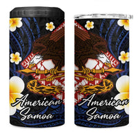 American Samoa Flag Day 4 in 1 Can Cooler Tumbler Polynesian Tatau Art and Plumeria