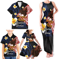 American Samoa Flag Day Family Matching Tank Maxi Dress and Hawaiian Shirt Polynesian Tatau Art and Plumeria LT03 - Polynesian Pride