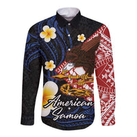 American Samoa Flag Day Long Sleeve Button Shirt Polynesian Tatau Art and Plumeria LT03 Unisex Black - Polynesian Pride