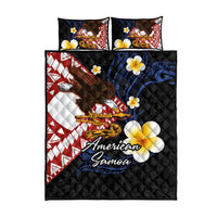 American Samoa Flag Day Quilt Bed Set Polynesian Tatau Art and Plumeria