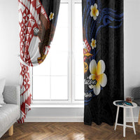 American Samoa Flag Day Window Curtain Polynesian Tatau Art and Plumeria