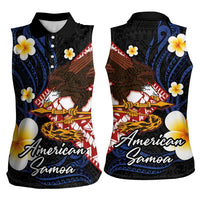 American Samoa Flag Day Women Sleeveless Polo Shirt Polynesian Tatau Art and Plumeria