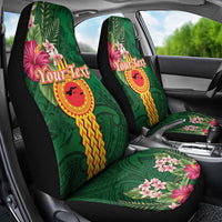 Manuʻa Islands Car Seat Cover Polynesian Style with Rooster Tattoo and Tropical Plants