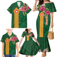 Personalised Manuʻa Islands Family Matching Mermaid Dress and Hawaiian Shirt Polynesian Style with Rooster Tattoo and Tropical Plants LT03 - Polynesian Pride