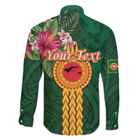 Personalised Manuʻa Islands Family Matching Off The Shoulder Long Sleeve Dress and Hawaiian Shirt Polynesian Style with Rooster Tattoo and Tropical Plants LT03 - Polynesian Pride