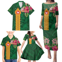 Personalised Manuʻa Islands Family Matching Puletasi and Hawaiian Shirt Polynesian Style with Rooster Tattoo and Tropical Plants LT03 - Polynesian Pride