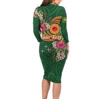 Personalised Manuʻa Islands Family Matching Long Sleeve Bodycon Dress and Hawaiian Shirt Polynesian Art Tattoo Style and Tropical Plants LT03 - Polynesian Pride