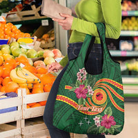 Manuʻa Islands Grocery Bag Polynesian Art Tattoo Style and Tropical Plants