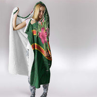 Manuʻa Islands Hooded Blanket Polynesian Art Tattoo Style and Tropical Plants