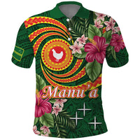 Manuʻa Islands Polo Shirt Polynesian Art Tattoo Style and Tropical Plants