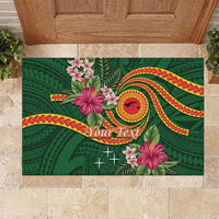 Manuʻa Islands Rubber Doormat Polynesian Art Tattoo Style and Tropical Plants