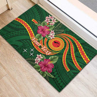 Manuʻa Islands Rubber Doormat Polynesian Art Tattoo Style and Tropical Plants