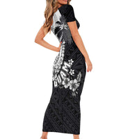 Hafa Adai Guam Family Matching Short Sleeve Bodycon Dress and Hawaiian Shirt Polynesian Palm Tree Tattoo Hibiscus and Plumeria Art LT03 - Polynesian Pride