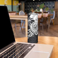 Hafa Adai Guam Skinny Tumbler Polynesian Palm Tree Tattoo Hibiscus and Plumeria Art