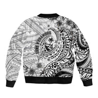 Guam-Land of the Chamorro Bomber Jacket Polynesian Tattoo Style Hibiscus and Plumeria Art