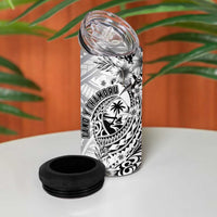 Guam-Land of the Chamorro 4 in 1 Can Cooler Tumbler Polynesian Tattoo Style Hibiscus and Plumeria Art