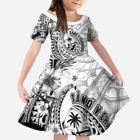 Guam-Land of the Chamorro Family Matching Mermaid Dress and Hawaiian Shirt Polynesian Tattoo Style Hibiscus and Plumeria Art LT03 Daughter's Dress Black - Polynesian Pride