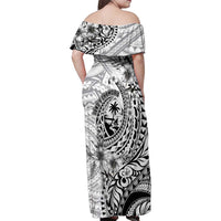 Guam-Land of the Chamorro Family Matching Off Shoulder Maxi Dress and Hawaiian Shirt Polynesian Tattoo Style Hibiscus and Plumeria Art LT03 - Polynesian Pride