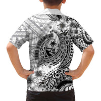 Guam-Land of the Chamorro Family Matching Off Shoulder Short Dress and Hawaiian Shirt Polynesian Tattoo Style Hibiscus and Plumeria Art LT03 - Polynesian Pride