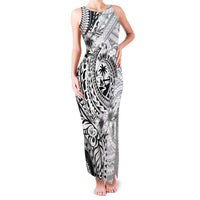 Guam-Land of the Chamorro Family Matching Tank Maxi Dress and Hawaiian Shirt Polynesian Tattoo Style Hibiscus and Plumeria Art LT03 Mom's Dress Black - Polynesian Pride