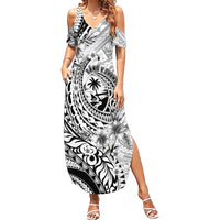 Guam-Land of the Chamorro Summer Maxi Dress Polynesian Tattoo Style Hibiscus and Plumeria Art