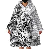Guam-Land of the Chamorro Wearable Blanket Hoodie Polynesian Tattoo Style Hibiscus and Plumeria Art