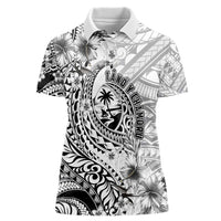 Guam-Land of the Chamorro Women Polo Shirt Polynesian Tattoo Style Hibiscus and Plumeria Art LT03 Female Black - Polynesian Pride