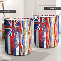 Hawaiian Sea Animals Laundry Basket with Lei and Flag Style