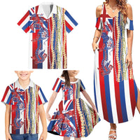 Hawaiian Sea Animals Family Matching Summer Maxi Dress and Hawaiian Shirt with Lei and Flag Style LT03 - Polynesian Pride