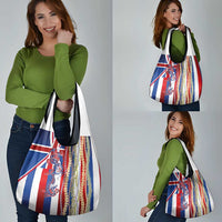 Hawaiian Sea Animals Grocery Bag with Lei and Flag Style