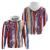 Hawaiian Sea Animals Hoodie with Lei and Flag Style
