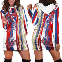 Hawaiian Sea Animals Hoodie Dress with Lei and Flag Style