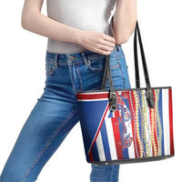Hawaiian Sea Animals Leather Tote Bag with Lei and Flag Style